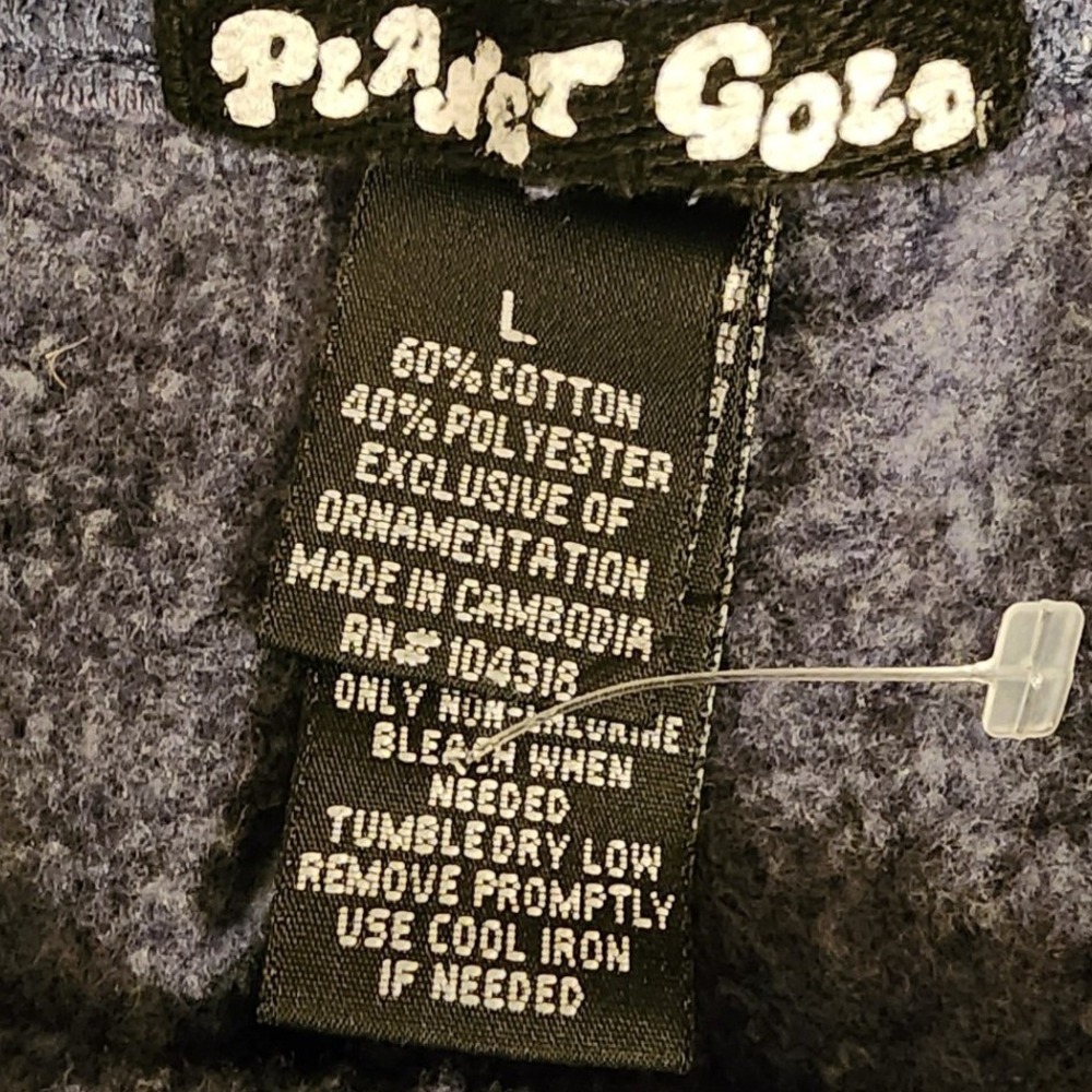 NWOT Planet Gold Royal Luxury Jogger Sweatpants Grey Gold Crown Rhinestone Large - Picture 7 of 8